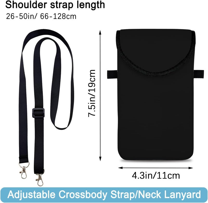 otilil Neoprene Cell Phone Sleeve Pouch Case Bag with Crossbody Strap Neck Lanyard for Women 7.5 X 4.3 in Black - Image 2